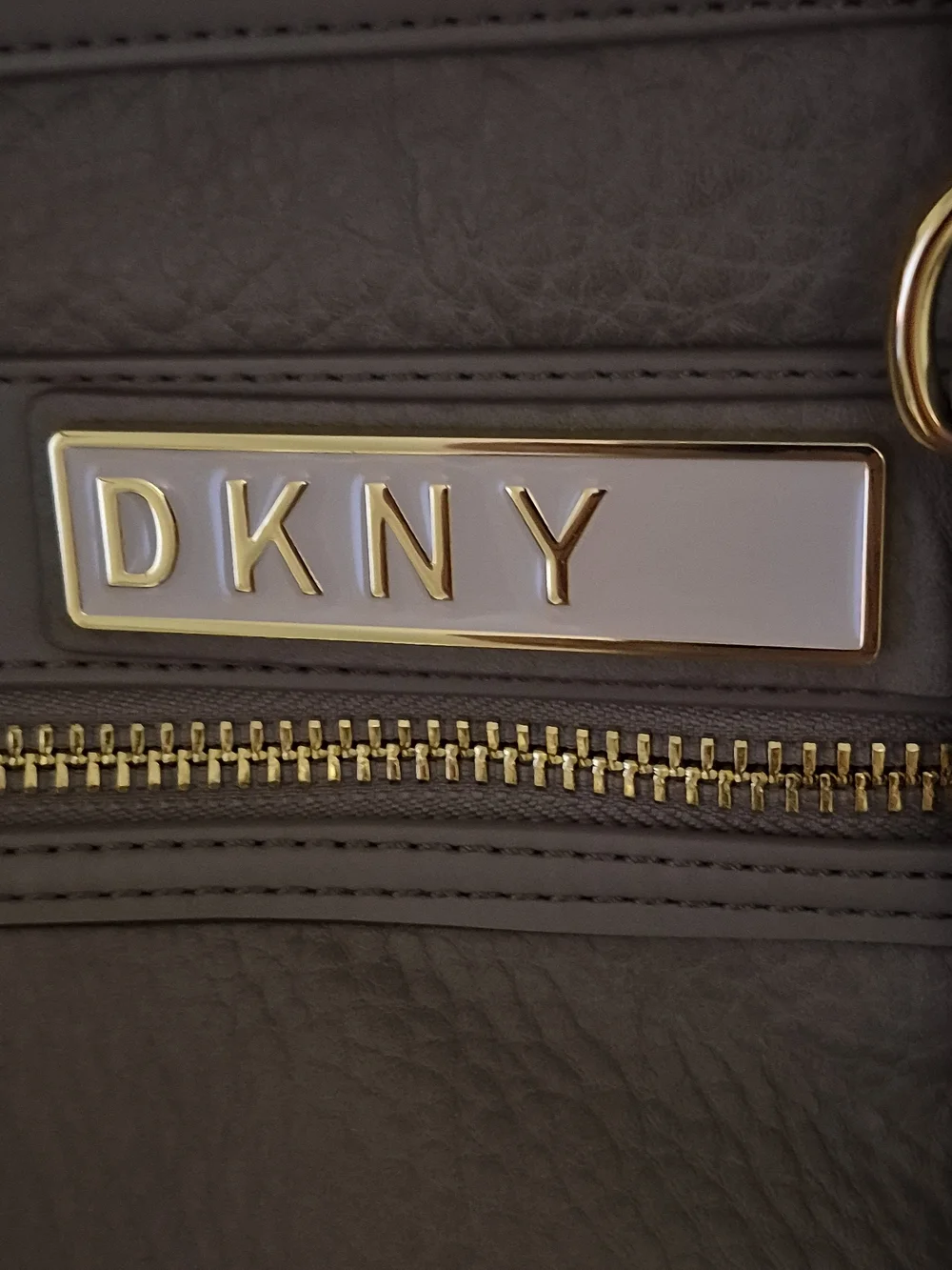 DKNY Taupe Leather Weekender Bag